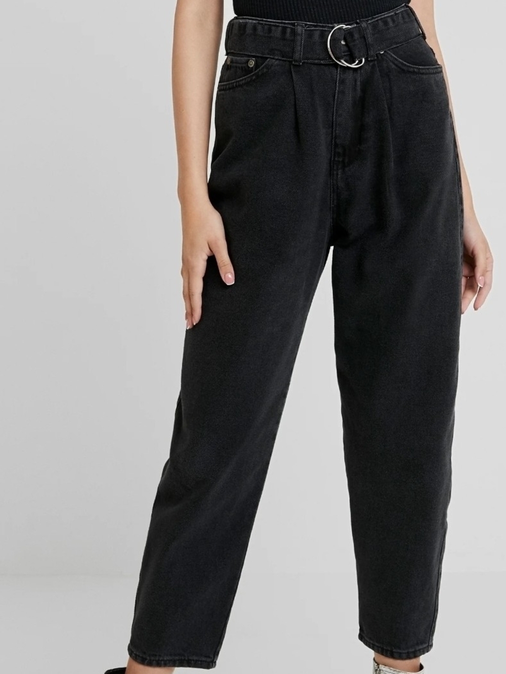 United Colors Of Benetton GREEN ACID Wash Boyfriend Jeans with D-Ring Belt